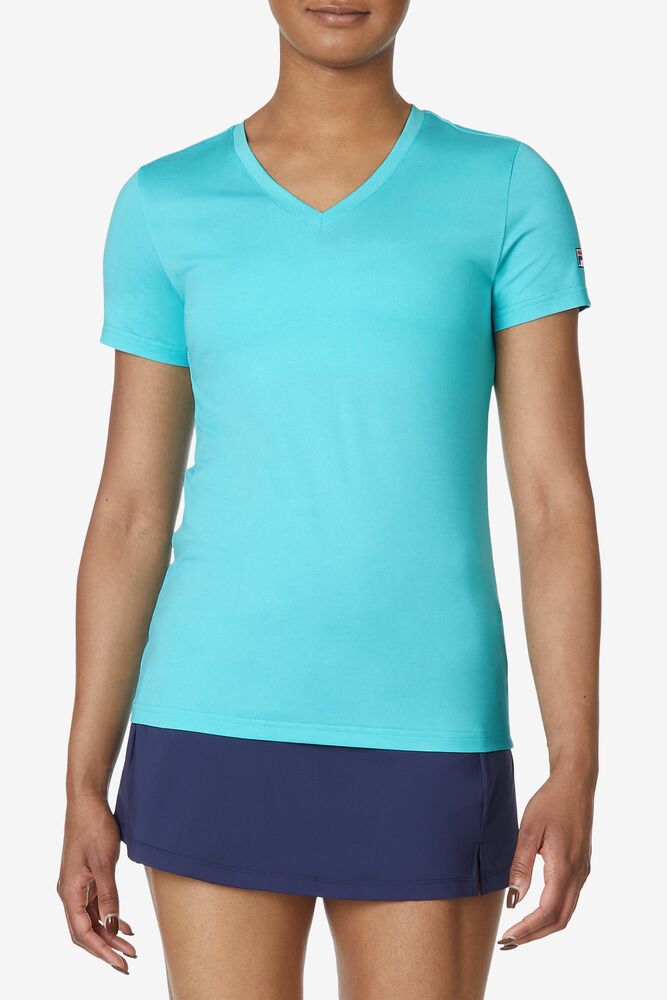 高い信頼 厚い信頼 Fila Women's Shirt V-Neck Sleeve Short Pickleball - Tennis Clothing