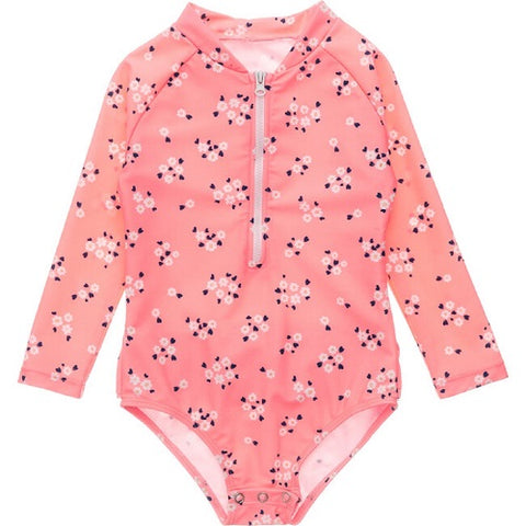Snapper Rock Baby Ditsy Coral Long Sleeve Surf Suit - MyFavoriteStyles
